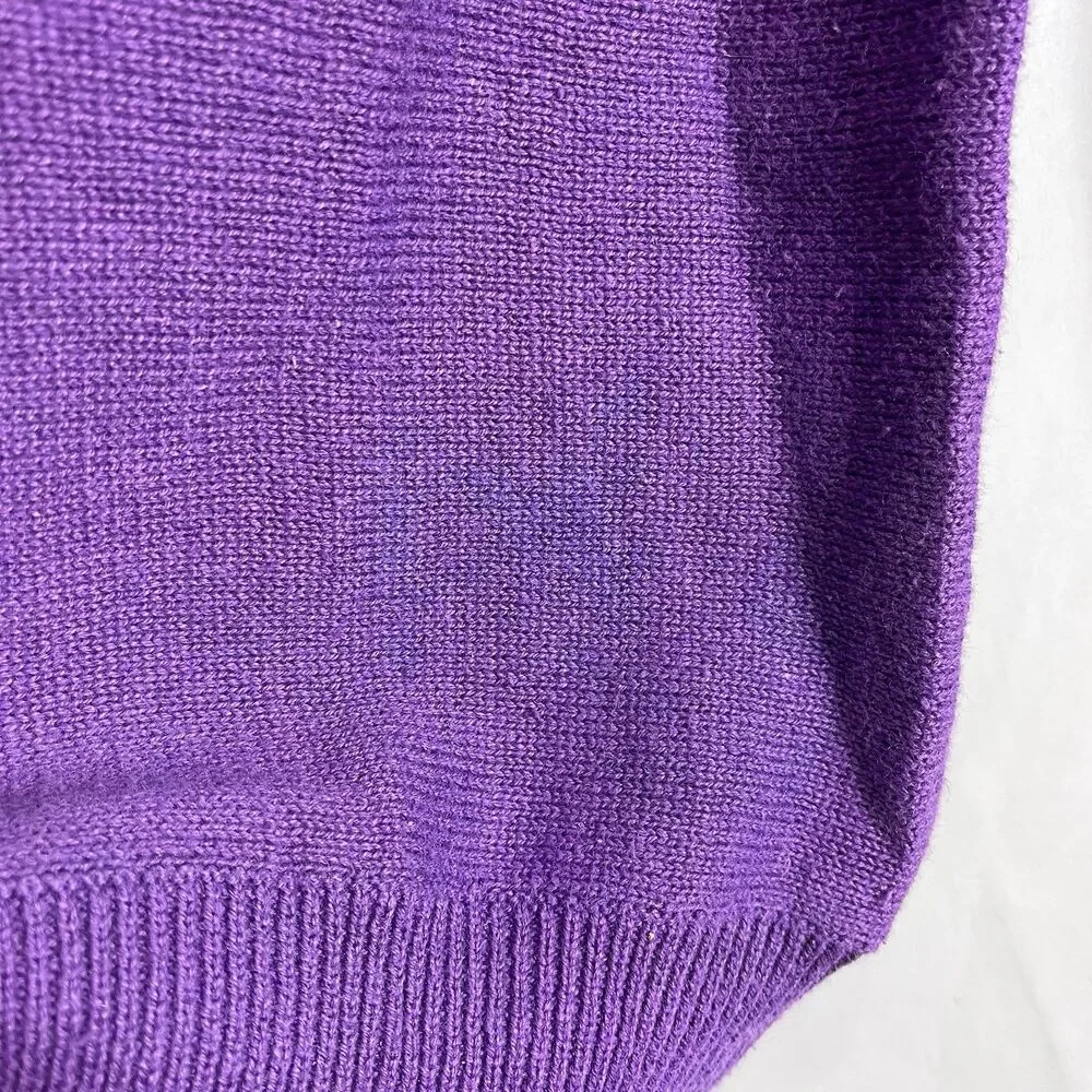 Vintage Dana Scott Amethyst Beaded Sweater Floral Knit Women S - Picture 7 of 16